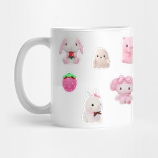 Pink Kawaii Plushies Sticker Pack Mug